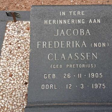 CLAASSEN Jacoba Frederika nee PRETORIUS 1905-1975