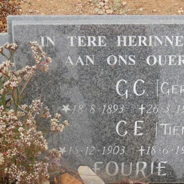 FOURIE G.C. 1893-1968 &amp; C.E. 1903-1993