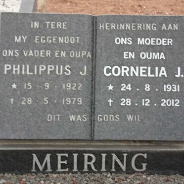 MEIRING Philippus J. 1922-1979 &amp; Cornelia J. 1931-2012