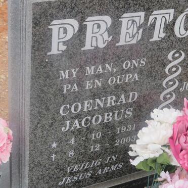 PRETORIUS Coenrad Jacobus 1931-2003 &amp; Johanna Jakomina Kristina 1940-2009