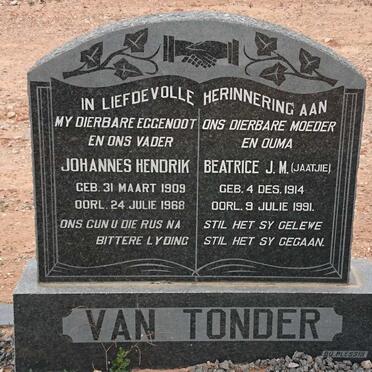 TONDER Johannes Hendrik, van 1909-1968 &amp; Beatrice J.M. JAATJIE 1914-1991