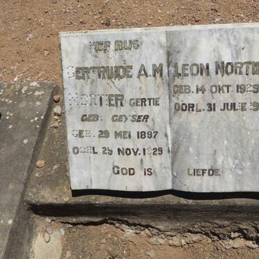 NORTIER Gertruide A.M. nee GEYSER 1897-1929 :: NORTIER Leon 1929-1930
