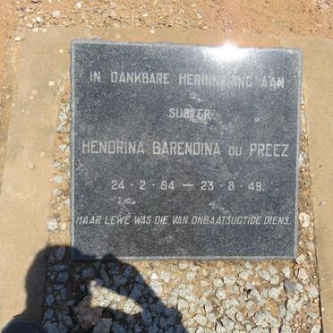 PREEZ Hendrina Barendina, du 1884-1949