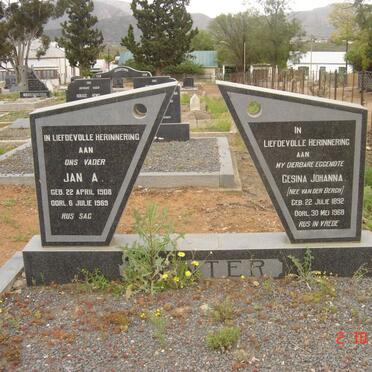 VENTER Jan A. 1908-1969 &amp; Gesina Johanna VAN DER BERGH 1892-1968