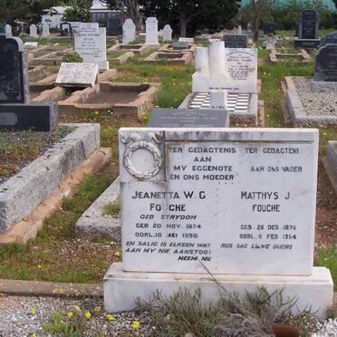 FOUCHE Matthys J. 1876-1954 &amp; Jeanetta W.G. STRYDOM 1874-1950