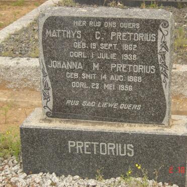 PRETORIUS Matthys C. 1862-1938 &amp; Johanna M. SMIT 1868-1956