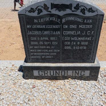 GRUNDLING Jacobus Christiaan 1887-1951 &amp; Cornelia J.C.F. WOLMARANS 1888-1970