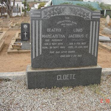 CLOETE Louis Jacobus C. 1877-1953 &amp; Beatrix Margaritha ROSSOUW 1879-1945