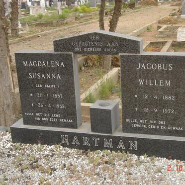 HARTMAN Jacobus Willem 1882-1972 &amp; Magdalena Susanna CALITZ 1887-1952