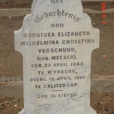 VERSCHUUR Dorothea Elizabeth Wilhelmina Christina nee MEESER 1882-1962