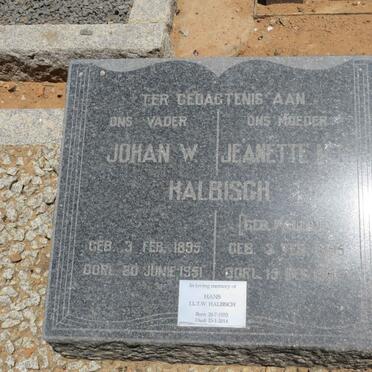 HALBISCH Johan W. 1895-1951 &amp; Jeanette M.M. PAULIN 1895-1959 :: HALBISCH J.L.T.W. 1933-2014 _1