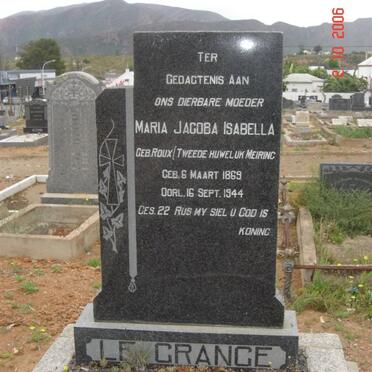 GRANGE Maria Jacoba Isabella, le voorheen MEIRING nee ROUX 1869-1944