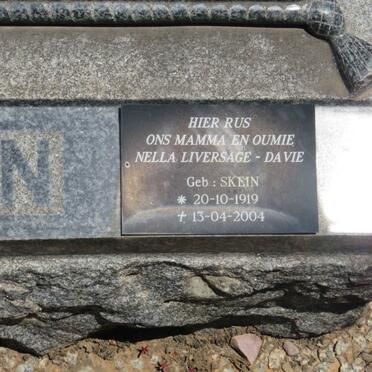 DAVIE Nella, LIVERSAGE nee SKEIN 1919-2004