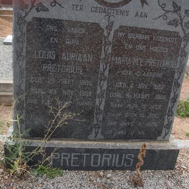 PRETORIUS Louis Adriaan 1886-1959 &amp; Maria M.E. CLAASSEN 1889-1958