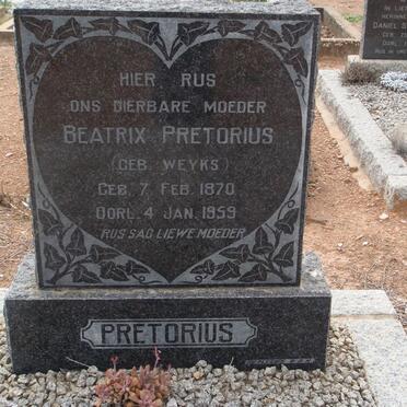 PRETORIUS Beatrix née WEYKS 1870-1959