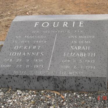 FOURIE Ockert Johannes 1896-1973 &amp; Sarah Elizabeth 1903-1994