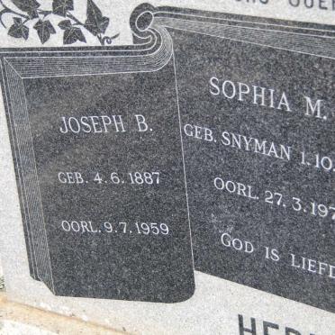 ? Joseph B. 1887-1959 &amp; Sophia M.E. SNYMAN 1895-1970