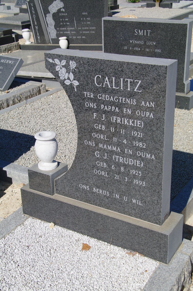 CALITZ F.J. 1921-1982 &amp; G.J. 1925-1993