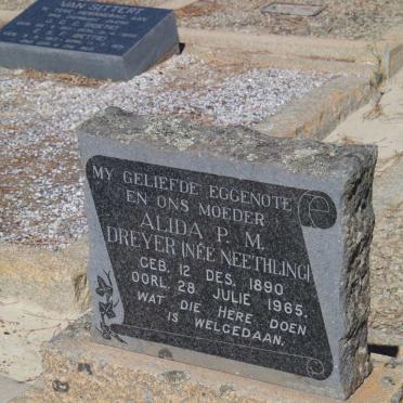 DREYER Alida P.M. nee NEETHLING 1890-1965
