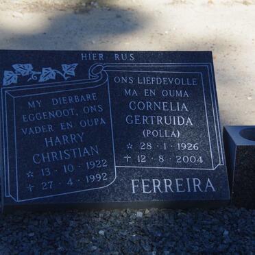 FERREIRA Harry Christian 1922-1992 &amp; Cornelia Gertruida 1926-2004
