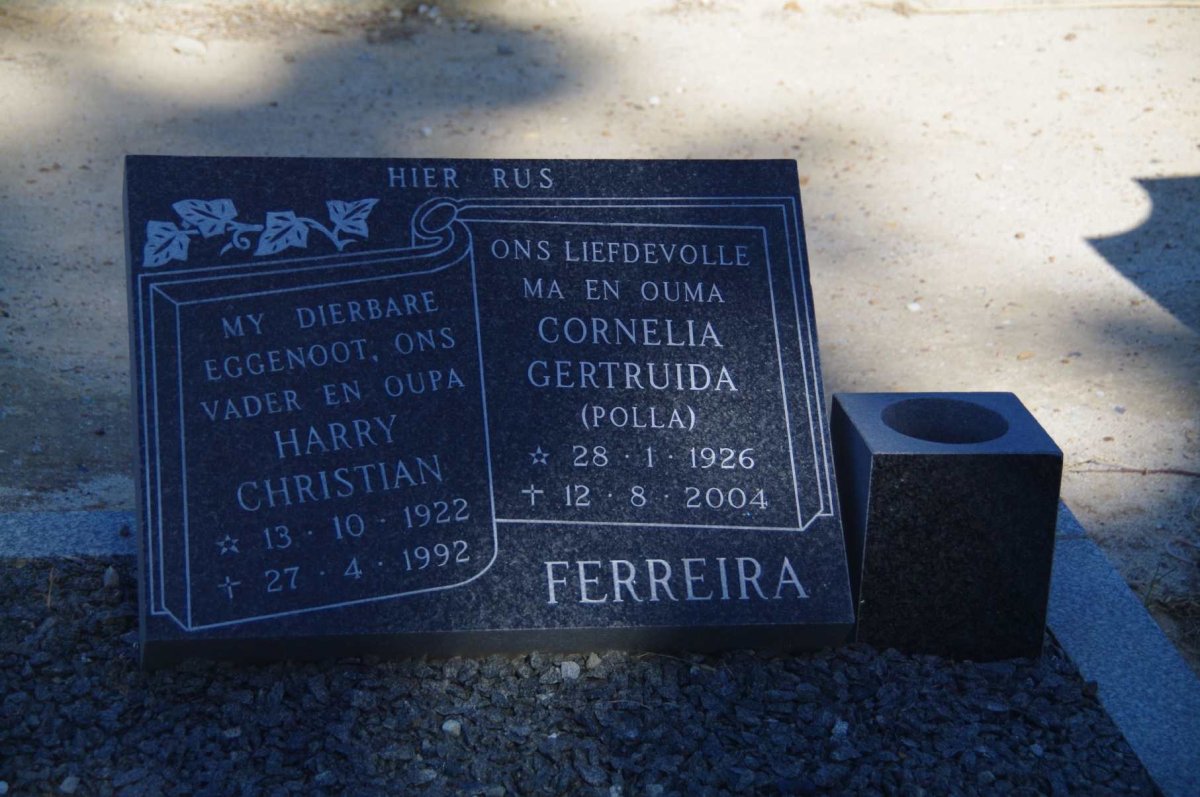 FERREIRA Harry Christian 1922-1992 &amp; Cornelia Gertruida 1926-2004