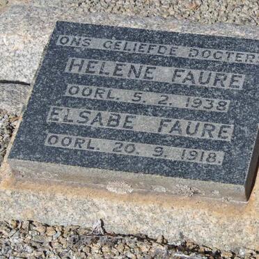 FAURE Elsabe 1918 :: FAURE Helene -1938