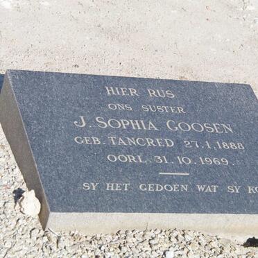 GOOSEN J. Sophia nee TANCRED 1888-1969