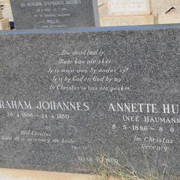 HUGO Abraham Johannes 1886-1950 &amp; Anette HAUMANN 1886-1966
