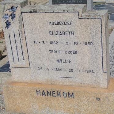 HANEKOM Elizabeth 1862-1950 :: HANEKOM Willie 1880-1956