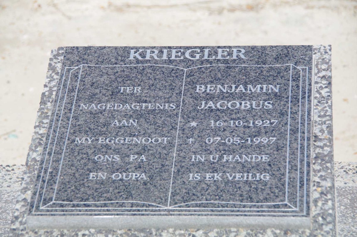 KRIEGLER Benjamin Jacobus 1927-1997