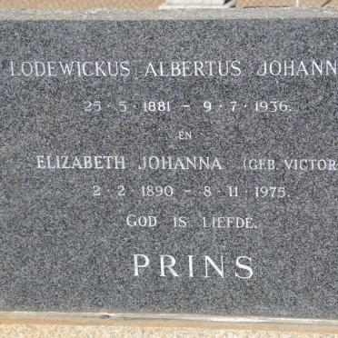 PRINS Lodewickus Albertus Johannes 1881-1936 &amp; Elizabeth Johanna VICTOR 1890-1975