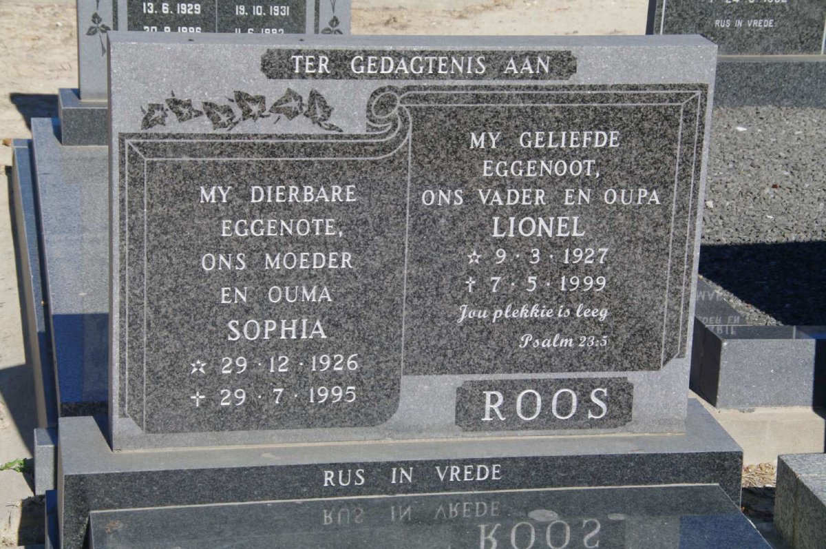 ROOS Lionel 1927-1999 &amp; Sophia 1926-1995