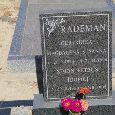 RADEMAN Simon Petrus 1930-2005 &amp; Gertruida Magdalena Susanna 1934-1996