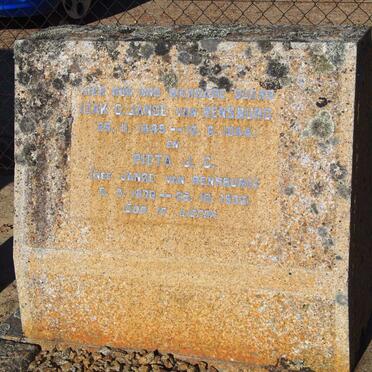 RENSBURG Izak C., Janse van 1885-1944 &amp; Pieta J.C. Janse van RENSBURG 1878-1932