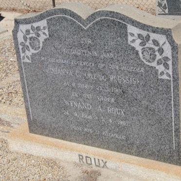 ROUX Wynand 1908-1967 &amp; Johanna C. du PLESSIS 1914-1961
