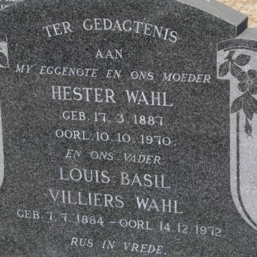 WAHL Louis Basil Villiers 1884-1972 &amp; Hester 1887-1970