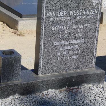 WESTHUIZEN Gysbert Johannes, van der 1914-1992 &amp; Cornelia Johanna Wilhelmina 1916-2007