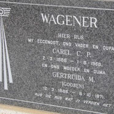 WAGENER Carel C.P. 1888-1968 &amp; Gertruida M. GOOSEN 1888-1971
