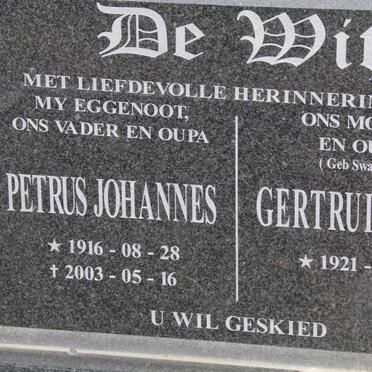WIT Petrus Johannes, De 1916-2003 &amp; Gertruida W.E. SWANEPOEL 1921-