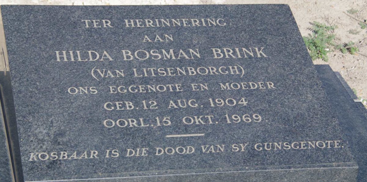 BRINK Hilda Bosman nee van LITSENBORGH 1904-1969
