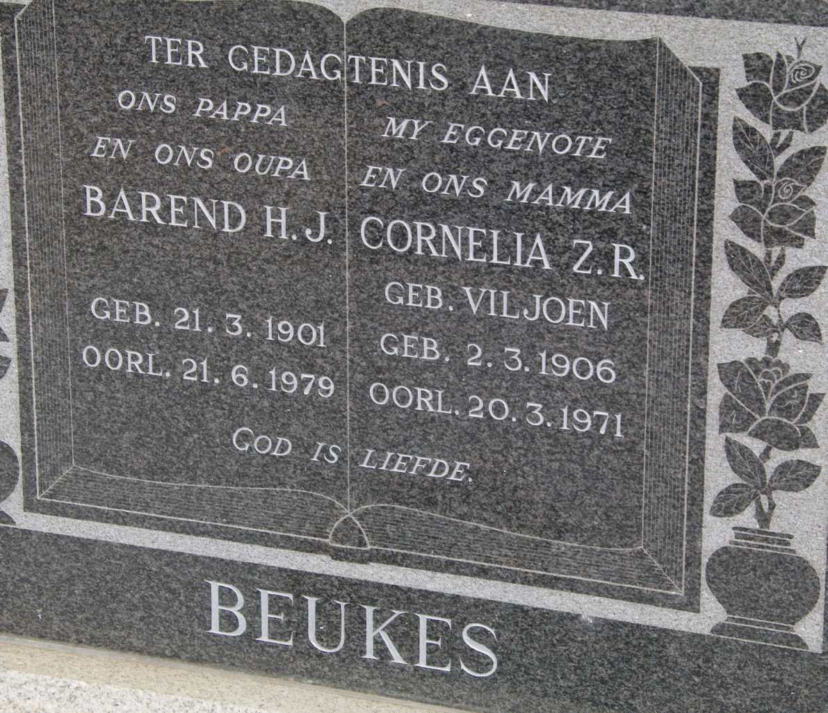 BEUKES Barend H.J. 1901-1979 &amp; Cornelia Z.R. VILJOEN 1906-1971