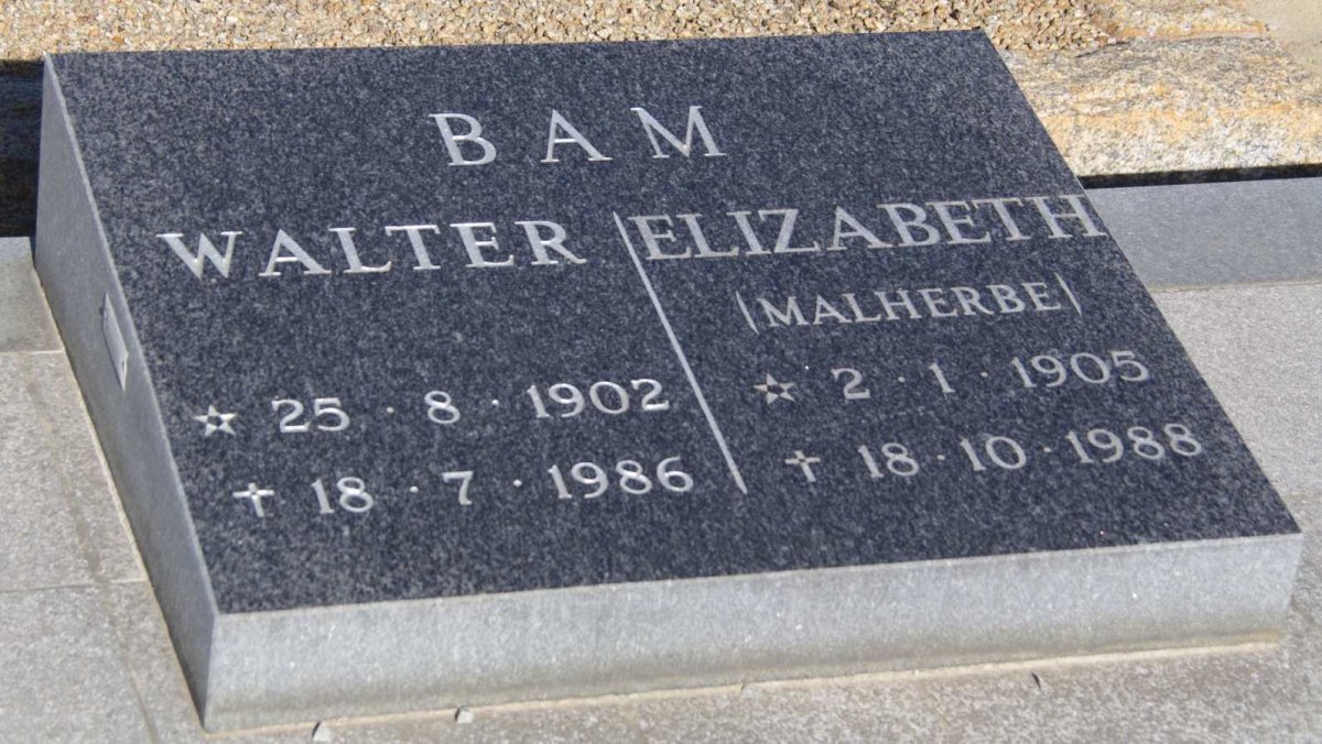 BAM Walter 1902-1986 &amp; Elizabeth MALHERBE 1905-1988