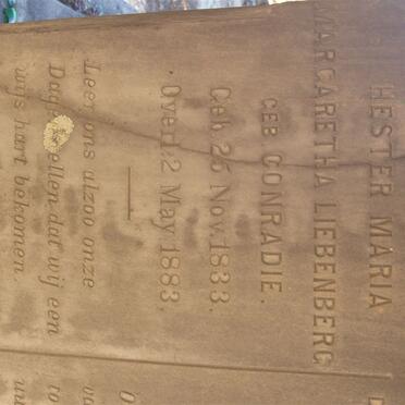 LIEBENBERG Hester Maria Margaretha nee CONRADIE 1833-1883
