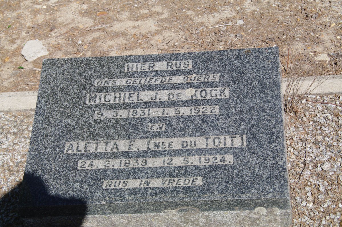KOCK Michiel J., de 1831-1922 & Aletta E. DU TOIT 1839-1924