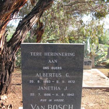 BOSCH Albertus G, van 1893-1972 &amp; Janetha J. 1896-1942