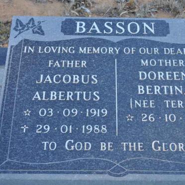 BASSON Jacobus Albertus 1919-1988 &amp; Doreen Bertina TERRY 1923-