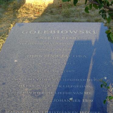GOLEBIOWSKI Dirktina Jacoba nee  DE BEER 1912-1997
