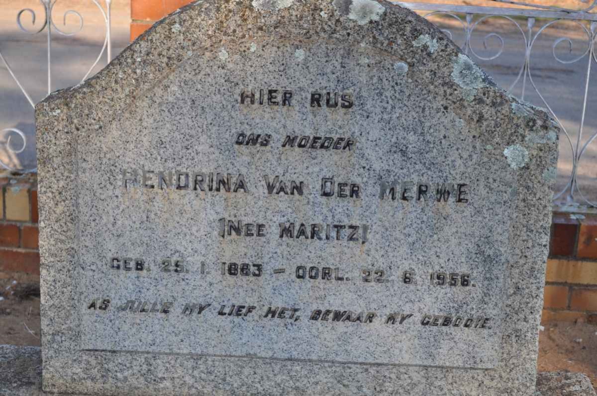 MERWE Hendrina, van der nee MARITZ 1883-1956