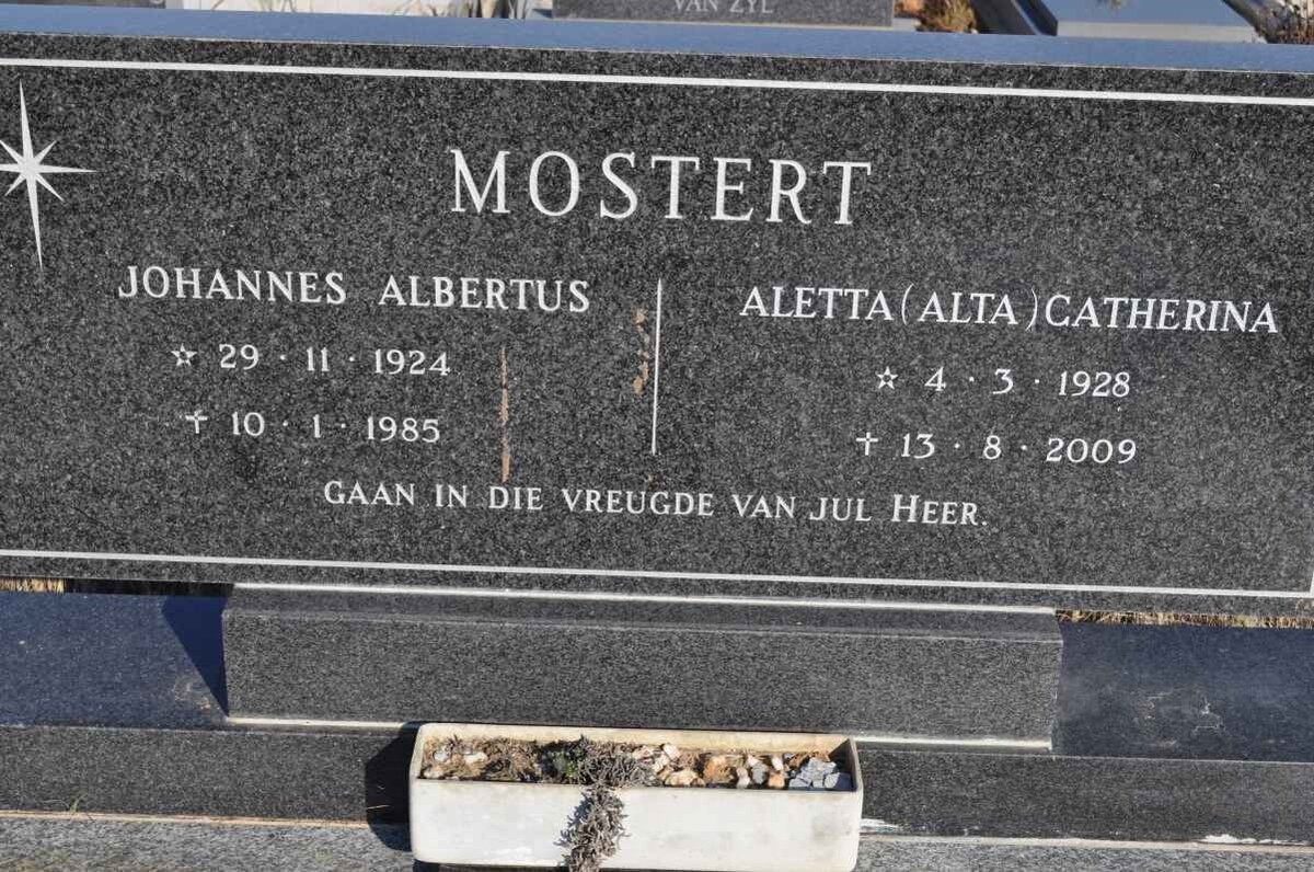 MOSTERT Johannes Albertus 1924-1985 &amp; Aletta Catherina 1928-2009