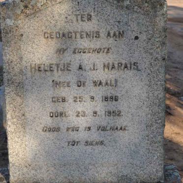 MARAIS Heletje A.J. nee DE WAAL 1896-1952